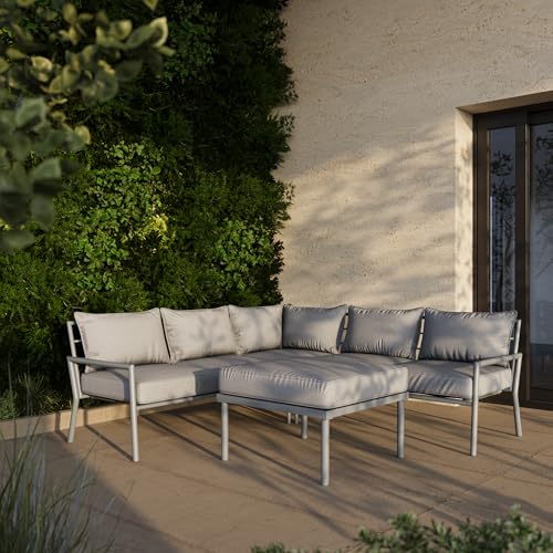 Deko Living 5 Place Seating Outdoor Gray Sofa and Ottoman Set