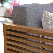 Modway Carlsbad Modern Teak Wood/Fabric Patio Loveseat Natural Gray