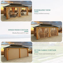 YITAHOME 12x20 Outdoor Wooden Gazebo Heavy Duty Double Roof Hardtop