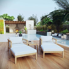 Modway EEI-3113-NAT-WHI-SET 5 Piece Bayport Outdoor Patio Teak Set, Natural White