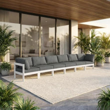 Outdoor Escape Gray Fabric Outdoor Modular Sofa with Contemporary Design, Comfortable Cushioned Seating and Durable Frame for Garden Deck Backyard