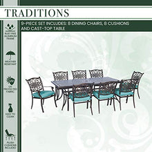 Hanover Traditions 9-Piece Outdoor Dining Set with Blue Cushions
