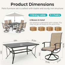 Pamapic 7-Piece Patio Dining Furniture Set with Swivel Chairs, Outdoor Table & 6 Textilene Chairs for Garden, Backyard, Pool, Deck, Beige