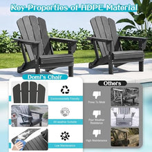 HGTRH Folding Adirondack Chair Set of 2, HDPE All-Weather Adirondack Chairs with Cup Holder, Outdoor Plastic Fire Pit Chairs Wood Texture for Poolside, Patio, Backyard, Deck Navy Blue