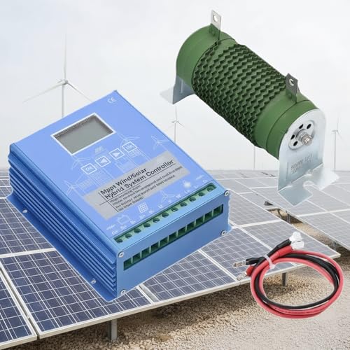 MPPT Hybrid Solar Wind Charge Controller, 12V/24V/48V Auto-Sensing with LCD Screen & Dump Load, Waterproof Dual Power Boost Regulator for Turbine Generator and Solar Panel Systems D