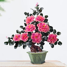 YXIANG56Q Fake Plants Fake Plants Artificial Bonsai Jade Peony Flower Faux Tree Jade Carving Crafts Perfect for Office Home Decoration Chinese Bonsai Ornaments Bonsai Tree