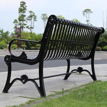 GRFIT Outdoor Bench Garden Bench with Backrest, Outdoor Iron Seat for Multiple People, for Balcony, Patio, Porch and Solarium, Black Garden Bench (Small)