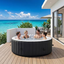 SunSwell 71" Inflatable Hot Tub 4 Person, Round Outdoor Spa, Black
