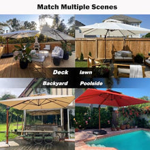 OROTLECT 106.20'' x 143.70'' Rectangular Wood Pattern Cantilever Umbrella With Base,Beige