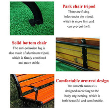 Renovation House Outdoor leisure garden chair with backrest double solid wood park bench garden terrace bench with armrests leisure seat with waterproof and rust proof cast aluminum frame suitable for