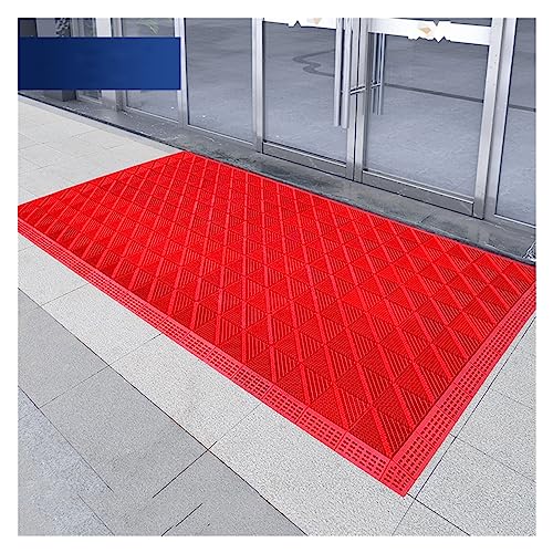 WIGING Heavy Duty Modular Interlocking Matting, Outdoor Indoor Doormats, Splicing Commercial Front Door Mats for Entryways, Garden, Yard (Color : Red, Size : 150x300cm)