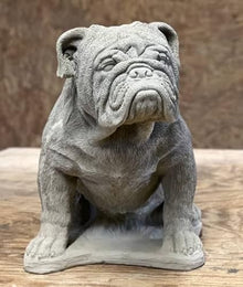 Concrete Massive Bulldog Figurine Real Size Bulldog Statue Solid Rock Pet Memorial