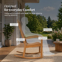 POVL Outdoor Calera Indonesian Teak Rocking Chair – Weather Resistant, Solid, High Back Porch Rocker Teak Outdoor Chairs - for Patio, Fire Pit, Deck, Backyard and Balcony