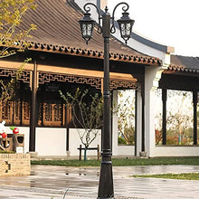 iumLeap 200Cm Black Garden Lamp Post Light Outdoor Pillar Lamp 2-Head Exterior Pole Light Glass Lantern Bollard Path Lamp Waterproof Ip65 Street Light Mains Powered Pathlight