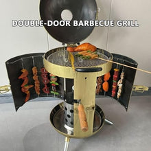 AoForce Charcoal Grill Pellet Smokers S-Shaped Door Design 360° All-Around Grilling Diameter 32CM Equipped with Thermometer and Grill Rack Stainless Steel Material Smoker(Silver)