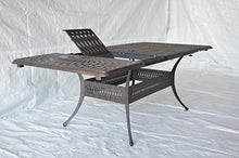PatioLand Nassau Outdoor Patio 11pc Dining Set Extension 48" x 84"-108"-132" Cast Aluminum Dark Bronze (Sesame Cushions)