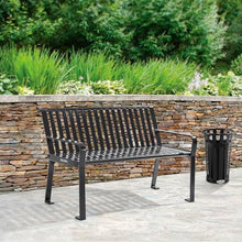 Global Industrial 4 ft. Outdoor Park Bench with Back, Vertical Steel Slats