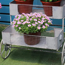 RWGOVLU Rotatable Three-Tier Flower Stand, American Industrial Style Flower Stand with Wheels, Outdoor Garden Flower Shop Floor Decoration
