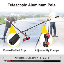 Photovoltaic Panel Cleaning Brushes, Window Cleaning Rods with Squeegee, Solar Panel Cleaning Equipment, Extendable Cleaners for Greenhouse Roofs,35cmbrushhead-3.6M/12FT