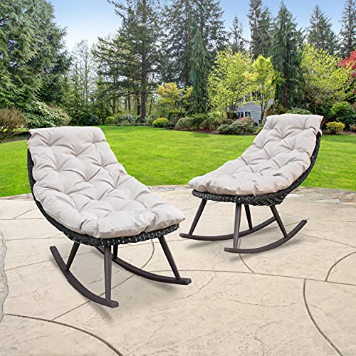 Abbyson Living Outdoor Wicker Patio Rocking Chair Set of 2 Brown
