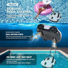 Robotic Pool Cleaner,1076 Sq.Ft Coverage,130mins Runtime,Powerful Suction,Automatic Route Planning,Cordless Pool Vacuum for Above Ground/Inground Pools,Self-Parking Function