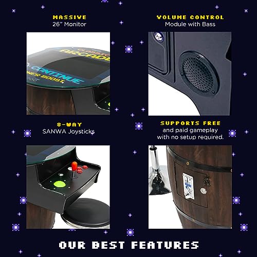 Creative Outdoor Distributor Wine Barrel Style Arcade Machine with Tempered Glass Top and 2 Sanwa Joysticks