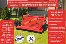 Poly Lumber Wood 5FT Porch Swing Amish Craftsmandship Made in USA HDPE with No wood fibers and 1000 lbs Limit. Stainless Steel Hardware.Signature Rollback design for Patio Outdoor Backyard Garden Park
