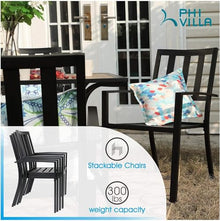 PHI VILLA Stackable Patio Dining Chairs Set of 4,Wrought Iron,Black