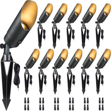 Gardenreet Die-Cast Brass Spot Light Outdoor - 12V Uplighting Waterproof, LED Low Voltage Landscape Lights, Metal Bronze for Fence Fountain Without MR16 Bulbs (12 Pack)