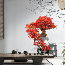 YXIANG56Q Fake Plants Artificial Plant Welcoming Pine Bonsai Red Maple Leaf Fake Tree Micro Landscape Chinese Home Office Decoration 23.6in Inches Bonsai Tree