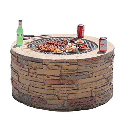Outdoor Fire Pit Imitation Stone BBQ Grill Backyard Patio Garden Fireplace for Camping, Outdoor Heating, Campfire and Picnic (Color : Style 2) (Style 2)