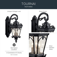 Kichler Tournai Outdoor Wall Sconce Light, Textured Black