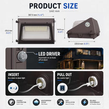 JCE Selectable 60W/90W/100W/120W LED Wall Pack with Dusk to Dawn Sensor, Max 18000LM 3-CCT Tunable LED Wall Pack Commercial Security Fixture for Yard Parking (8 Pack)