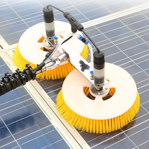 guoyjmm Solar Cleaning Brush, Electric Solar Photovoltaic Panel Cleaning, 70cm Rotating Double Brush Head, Water Powered Pole Kit, Solar Panel Cleaning Telescopic Rod, Outdoor Washing Device Tool,8M