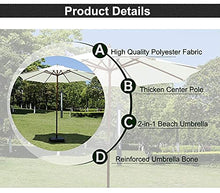 iumLeap Outdoor Patio Umbrella - Classy Market Umbrella for Garden Backyard & Beach - Travel-Friendly Sunshade in Brown Blue & Dark Blue - Perfect for Relaxation & Shade, Brown-9ft