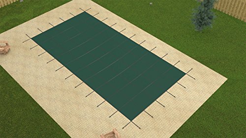 GLI Solid Green Safety Pool Cover for 14x28 Ft Inground with Drain