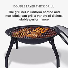Outdoor Fire Pit Wood Burning Steel BBQ Grill Fire Pit Bowl with Mesh Fire Pit Outdoor Fireplace for Backyard Camping Picnic Bring 5 Barbecue Sticks