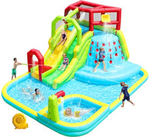 WELLFUNTIME Large Inflatable Water Slide Park with Air Blower