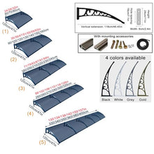 kufu01 Metal Window Awning,Modern Polycarbonate Front Door Canopy,99.99% Uv Protection Door Awning Outdoor Canopy,4 Colors Patio Awning Solid Polycarbonate Cover,Easy Assemble (White,47"x142")