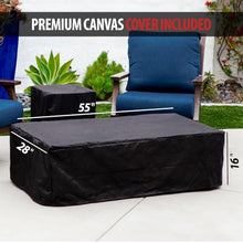 AMS 55" Concrete Propane Fire Pit Table with Tank Cover (Wavy Dark Gray)