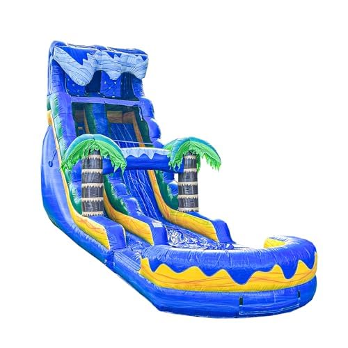 XJUMP 19’ Inflatable Single Lane Water Slide with Pool Blue/Yellow