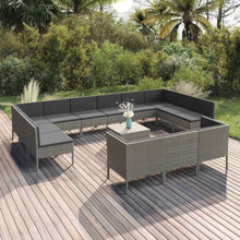 MNCVXAXG 14 Piece Patio Lounge Set with Cushions Poly Rattan Gray