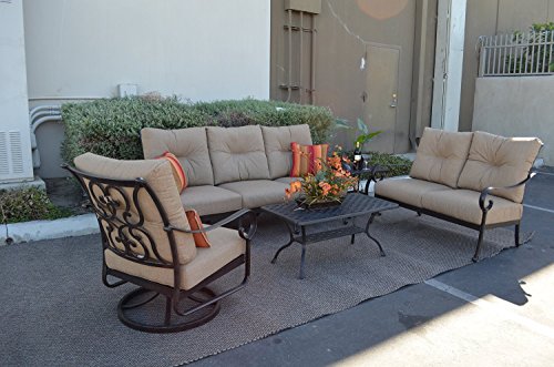 theWorldofpatio Santa Anita Cast Aluminum Powder Coated 5-piece Seating Set - Antique Bronze