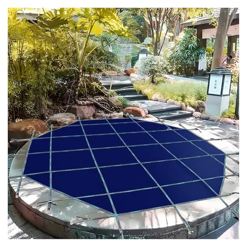 MZZKFC Mesh Pool Safety Covers for Inground Pools, Customizable Round Winter Pool Protector Load 441lbs, Extra Large Pool Leaf Cover for Block Snow Mud Debris(Blue,1021cm/402)