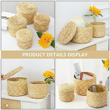 FENOKD Picnic Baskets Storage Basket, Food Contact Materials, Picnic Box, Hand Woven Snack Cover ，16x16cm-Beige