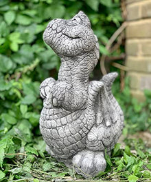 OLOMA Large cement dragon statue Garden dragon sculpture Dragon figurine Stone dragons decor Dragon sculpture outdoor Stone design Outdoor decor Decorative dragon outdoor Dragon figure for garden