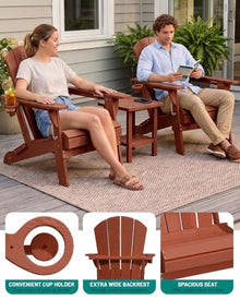 PLUUV Adirondack Chair Set of 6, Fire Pit Chair with Cup Holder, Terracotta