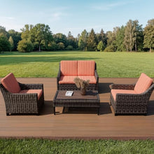 Varmoza Outdoor Wicker Patio Loveseat, 2-Seat Sofa with Deep Seating