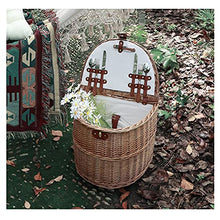 Outdoor Camping Picnic Basket Hand Lever Type Multi-Function Rattan Basket with Rollers Insulation Tableware Storage Box for Outdoor Picnic