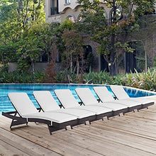 Modern Contemporary Urban Outdoor Patio Balcony Chaise Lounge Chair (Set of 6), White, Rattan